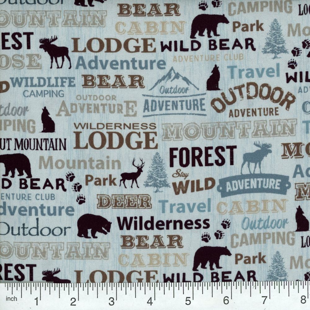 Lodge Life Light Blue 100% Cotton Fabric - Buy the yard Lodge Life Light Blue 100% Cotton Fabric - Buy the yard