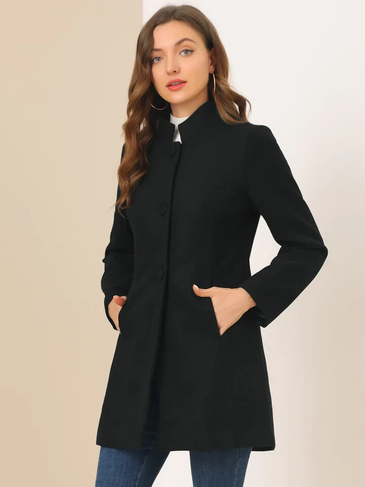 ALLEGRA K BLACK OUTERWEAR WINTER Coat Black Size Large ALLEGRA K BLACK OUTERWEAR WINTER Coat Black Size Large