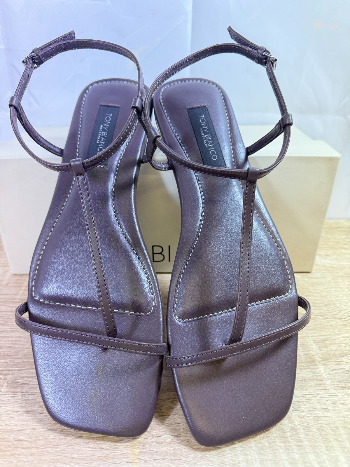 Tony Bianco Ripple Sandals Chocolate Nappa Leather EU 41 Women\'s New Never Worn