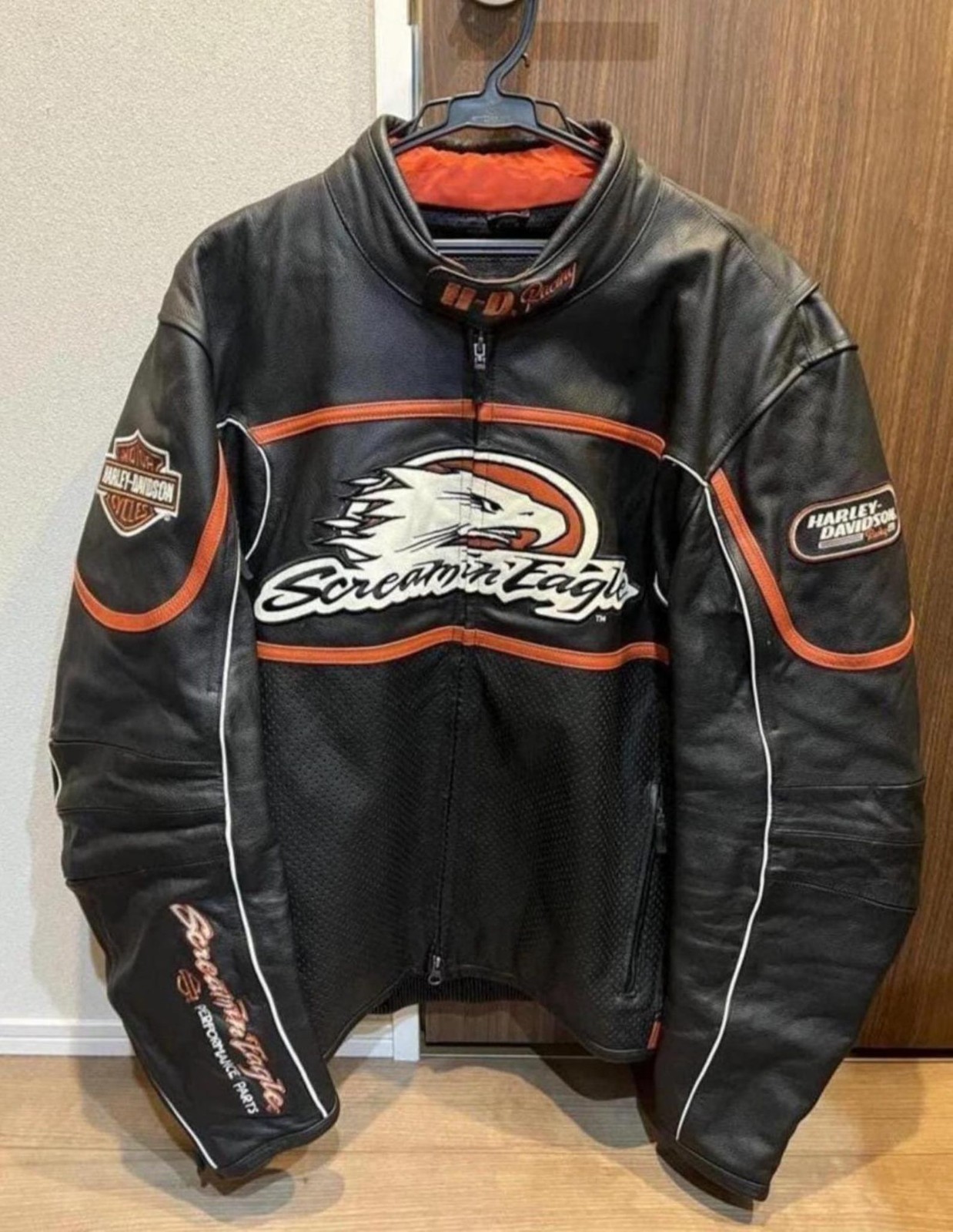 Harley  Handmade Screamin Eagle Logo Davidson Leather Cowhide Motorcycle Jacket