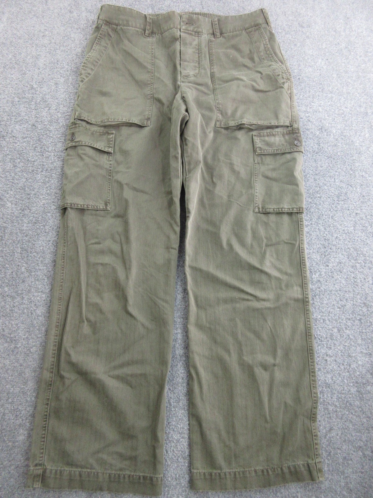 James Perse Pants Mens 3 Green Twill Cargo Straight Leg Elastic Waist Casual
