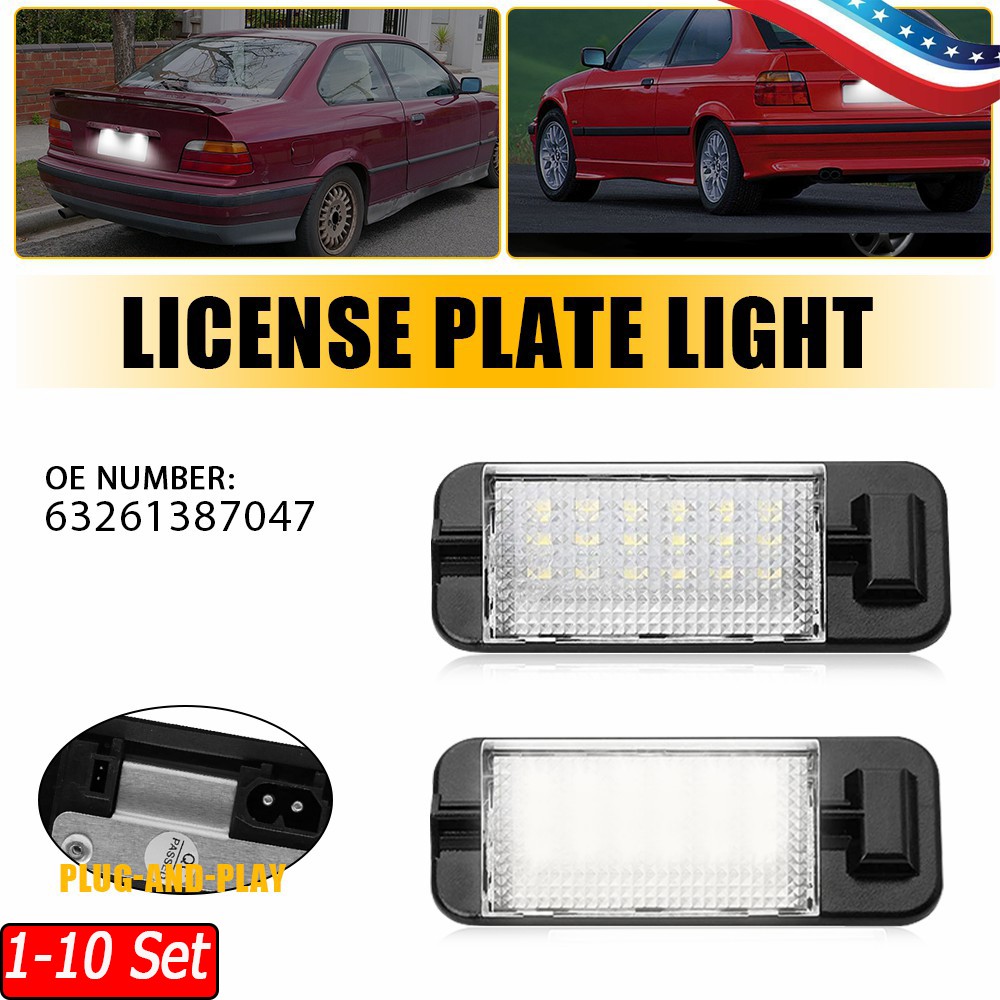 1-10x Xenon White LED Rear Plate Light For BMW E36 3 Series 318i 320i 328i 92-98