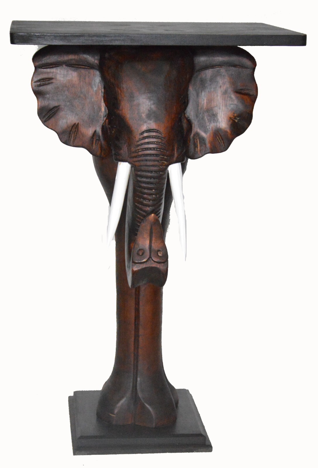 HAND CARVED WOODEN ELEPHANT TABLE END AFRICAN JUNGLE SAFARI SCULPTURE LUCK STAND HAND CARVED WOODEN ELEPHANT TABLE END AFRICAN JUNGLE SAFARI SCULPTURE LUCK STAND