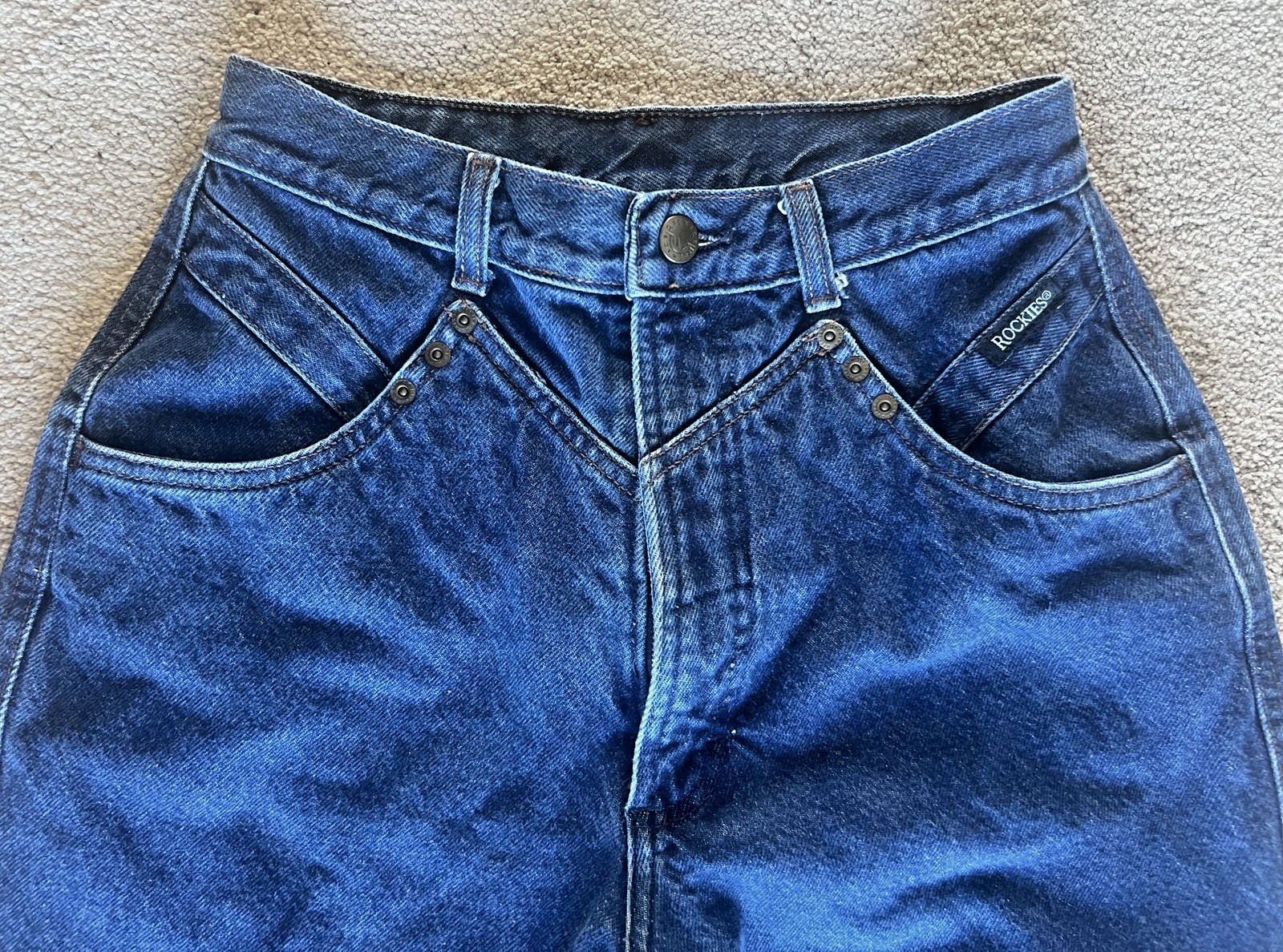 Vintage Rocky Mountain Jeans Womens 25/26x34 High Rise Bareback Western USA Made