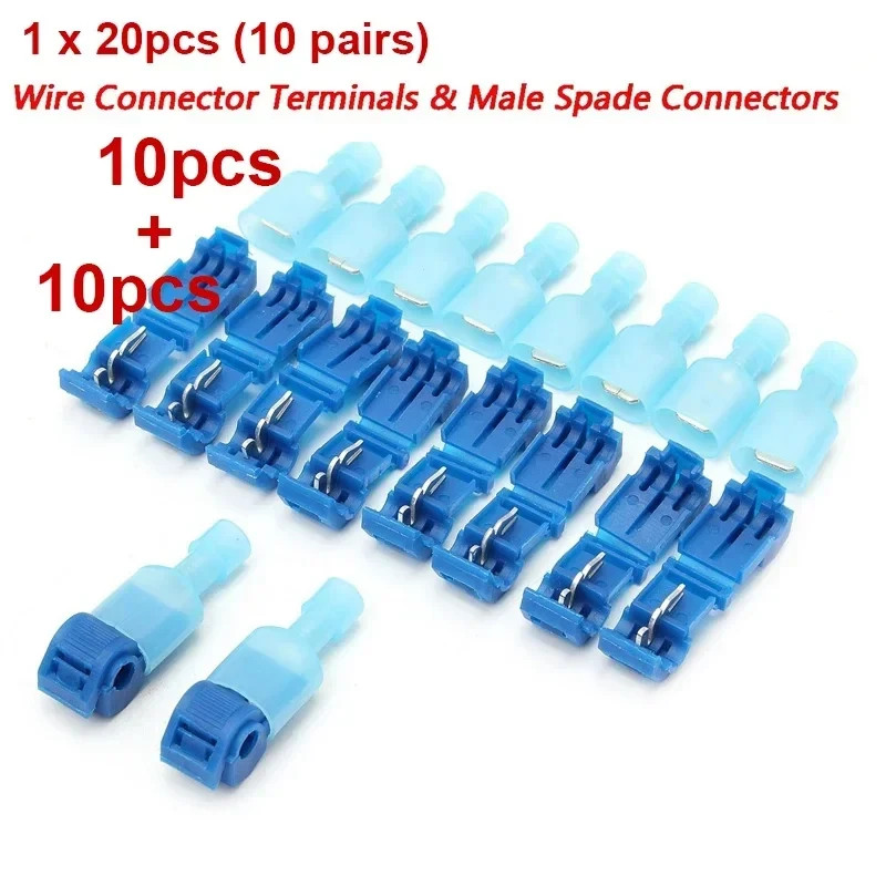 20Pcs Insulated T-Tap Wire Connectors 22-10 AWG Quick Splice Terminals 20Pcs Insulated T-Tap Wire Connectors 22-10 AWG Quick Splice Terminals