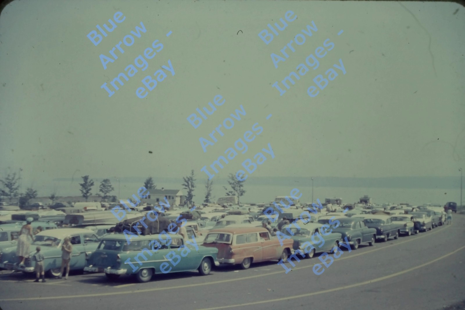 1950s 35mm Slide Cars Lined Up For Mackinac Ferry Boarding Michigan #12593 1950s 35mm Slide Cars Lined Up For Mackinac Ferry Boarding Michigan #12593