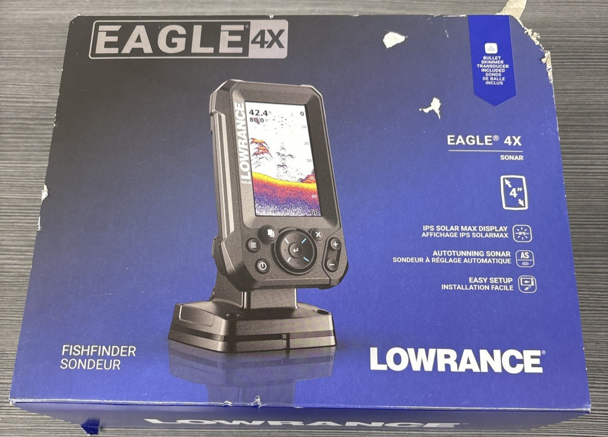 Lowrance Eagle-4X Sonar 4 Inch IPS Portrait Fishfinder w/Bullet Transducer G2 Lowrance Eagle-4X Sonar 4 Inch IPS Portrait Fishfinder w/Bullet Transducer G2
