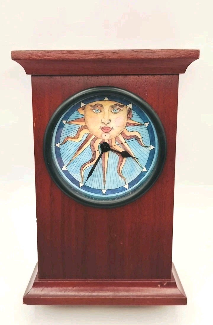 Vintage 90’s Ziro Celestial Sun Face Whimsigoth Desk Mantle Clock England Tested