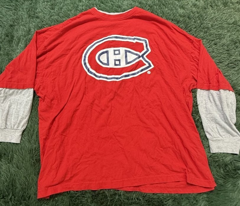 Majestic Montreal Canadiens NHL Men\'s 5X Red Grey Long Sleeve T-Shirt Fan Majestic Montreal Canadiens NHL Men\'s 5X Red Grey Long Sleeve T-Shirt Fan