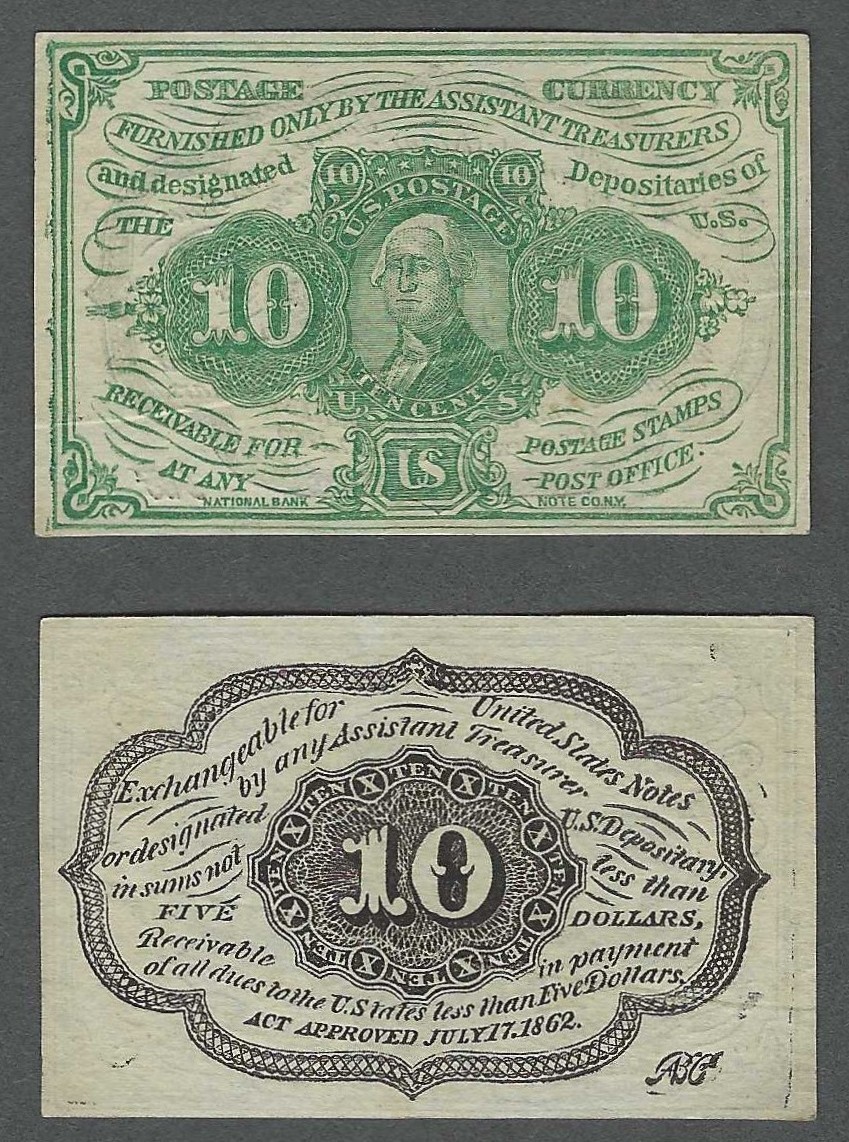 Contemporary Counterfeit 1st Issue UNC 1862-63 10c Fractional Postage Currency