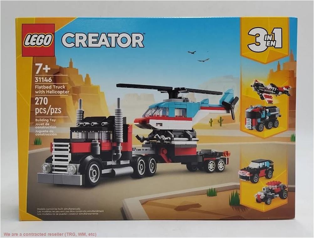 LEGO Creator 3 in 1 Flatbed Truck with Helicopter Toy 31146 SEE DETAILS