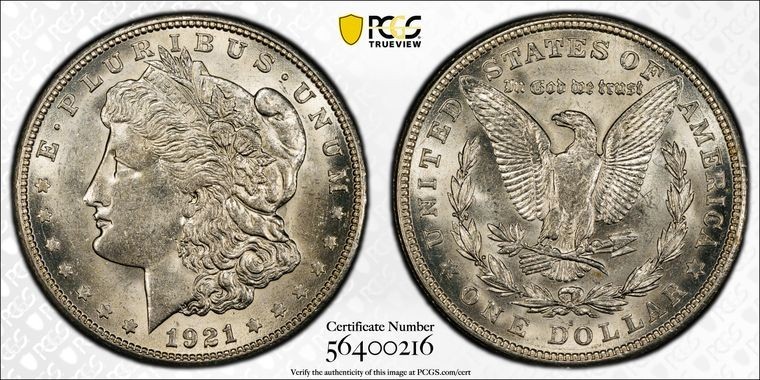1921-S Morgan Silver Dollar PCGS MS-62 GOLD SHIELD CERTIFIED W/ TRUE VIEW IMAGES