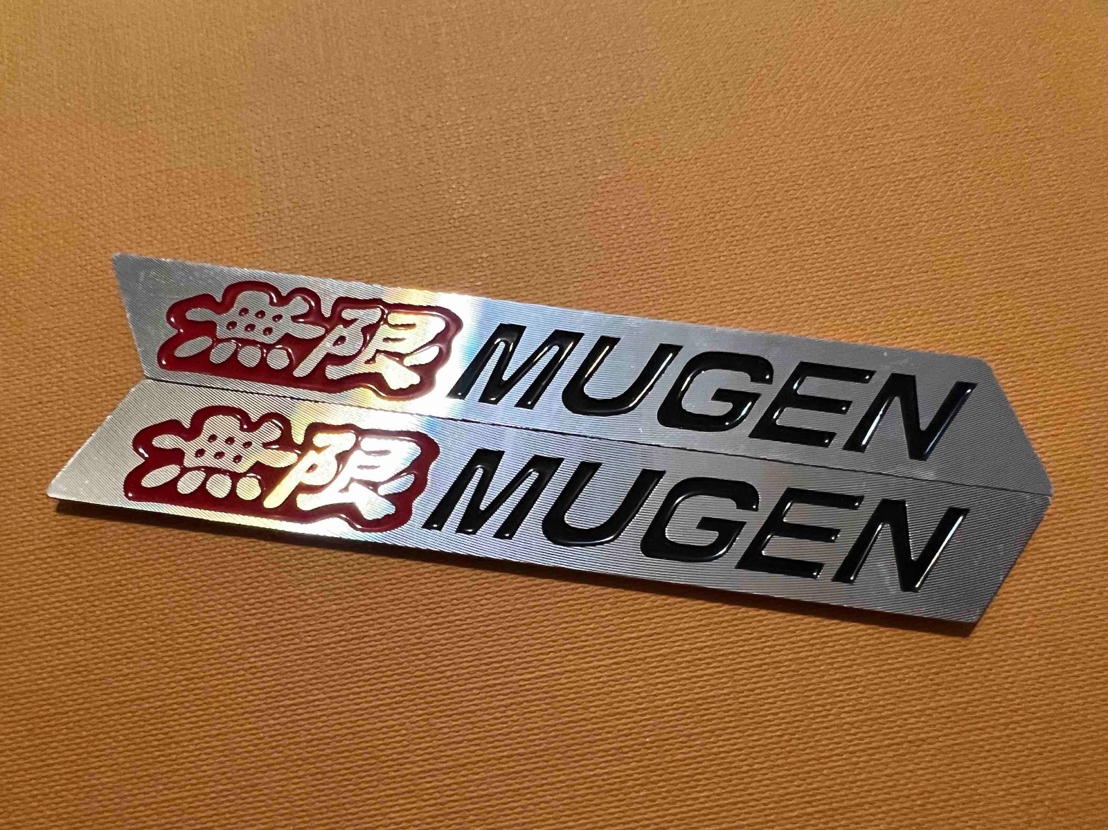 2X JDM NEW Mugen Aluminum Spoiler Emblem Badge Left & Right (Red+Black)