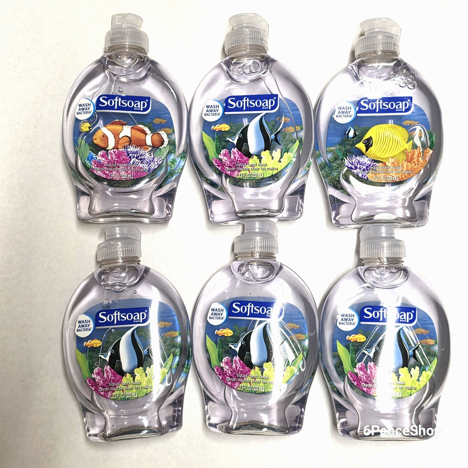 6 Bottles of Softsoap Aquarium Series Moisturizing Liquid Hand Soap Pump 7.5 Oz