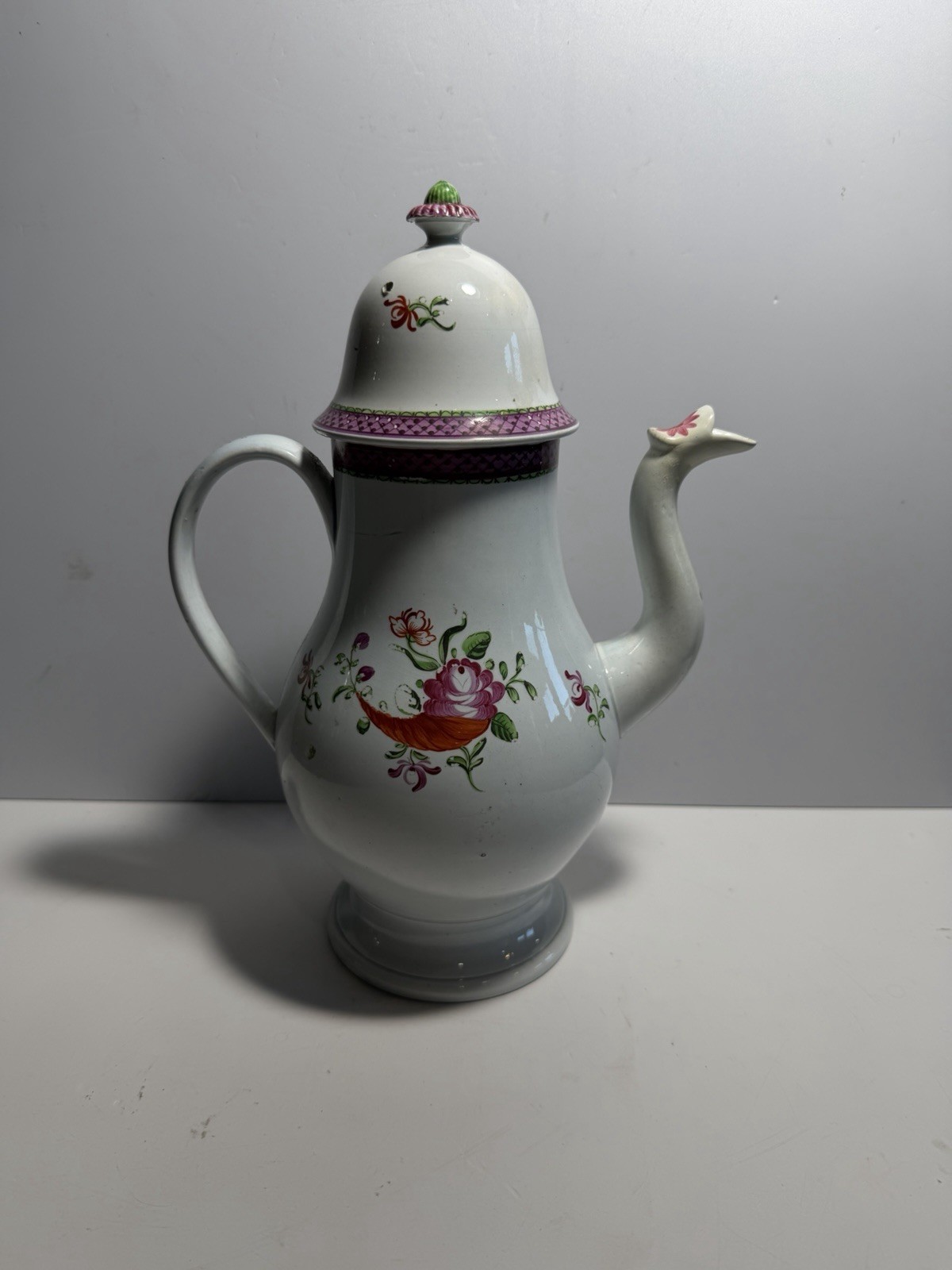 Staffordshire Pearlware Coffee Pot With Floral Design Ca. 1820’s Staffordshire Pearlware Coffee Pot With Floral Design Ca. 1820’s