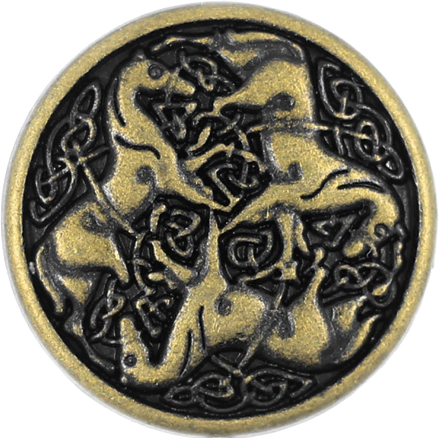 12 Pieces Celtic Horses Metal Shank Buttons. 18Mm (11/16) (Antique Brass)