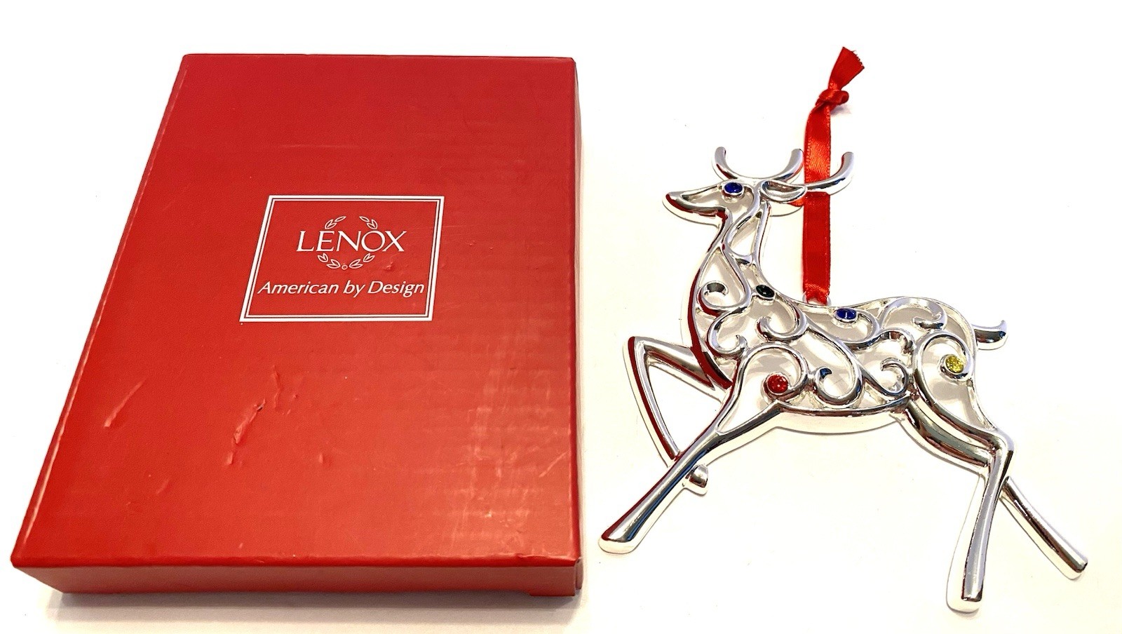 VTG Lenox Reindeer Silver Tone Scroll/Rhinestone 4