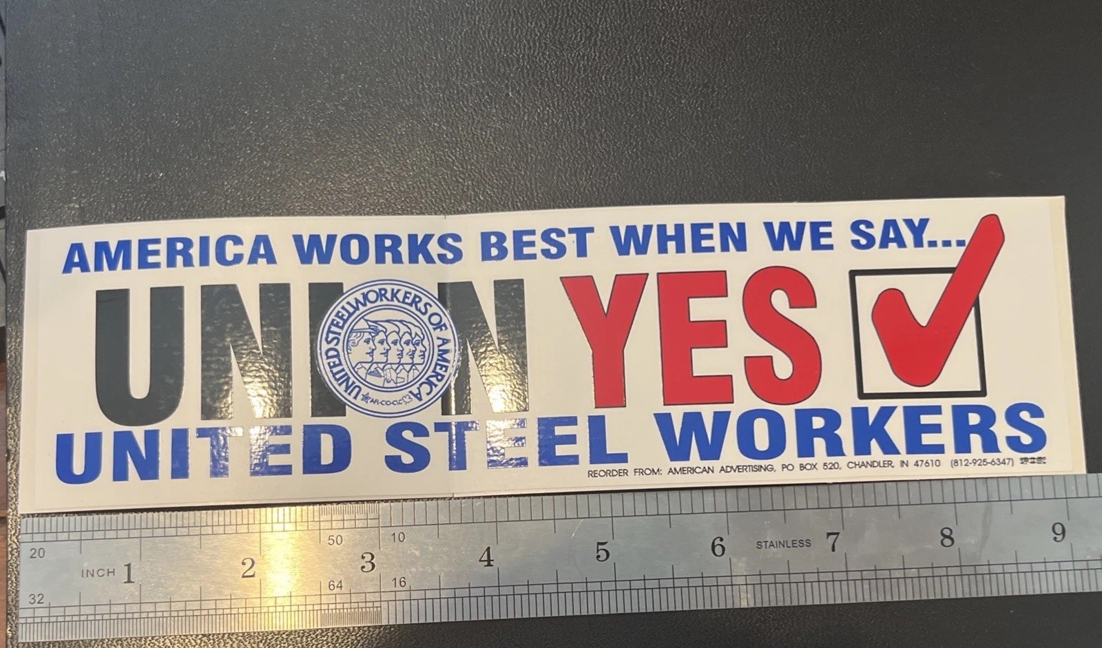 Vintage Union United Steel Workers Of America Decal Bumper Sticker Vintage Union United Steel Workers Of America Decal Bumper Sticker