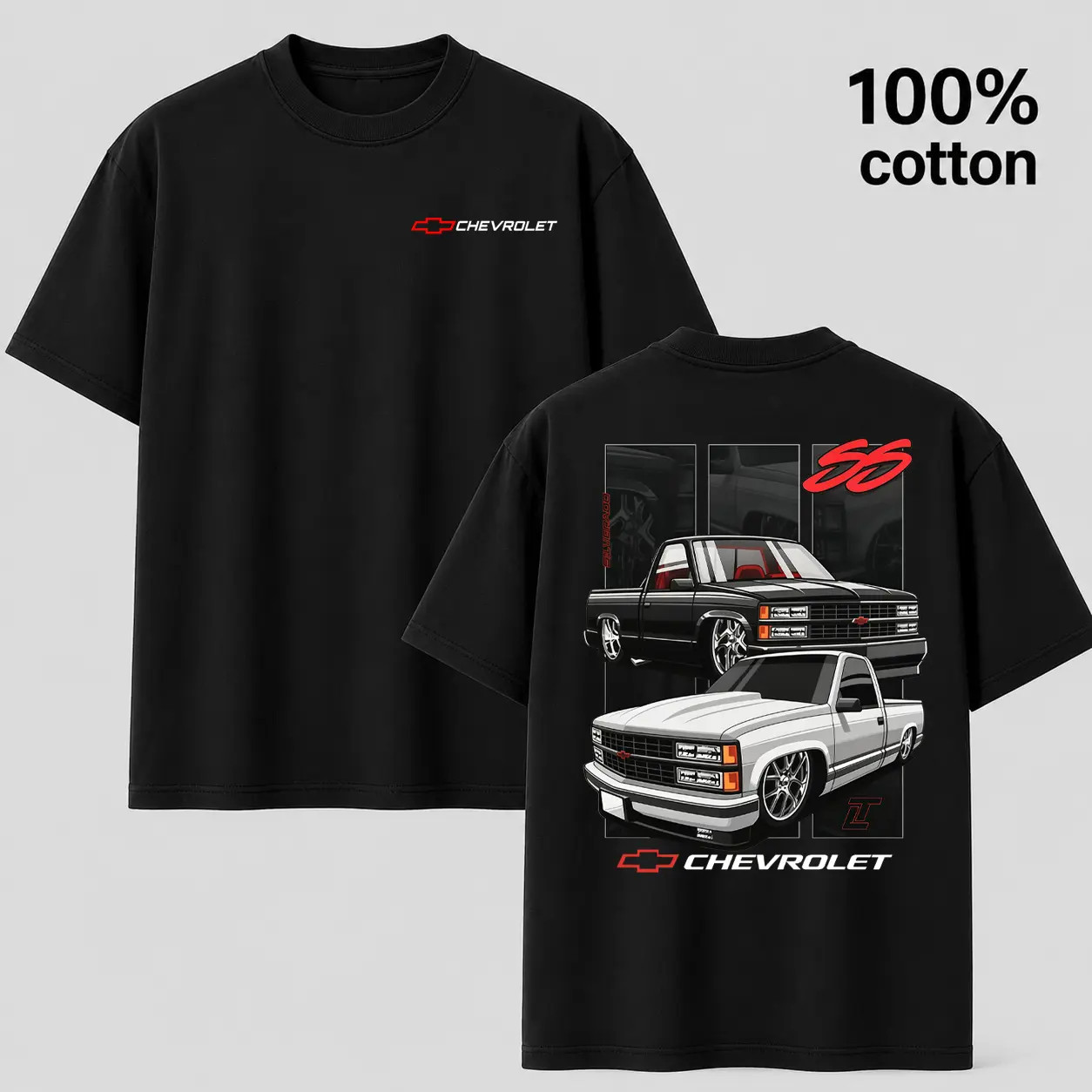 Men’s Classic Chevy SS Truck Automotive Streetwear 100% Cotton Graphic T‑Shirt