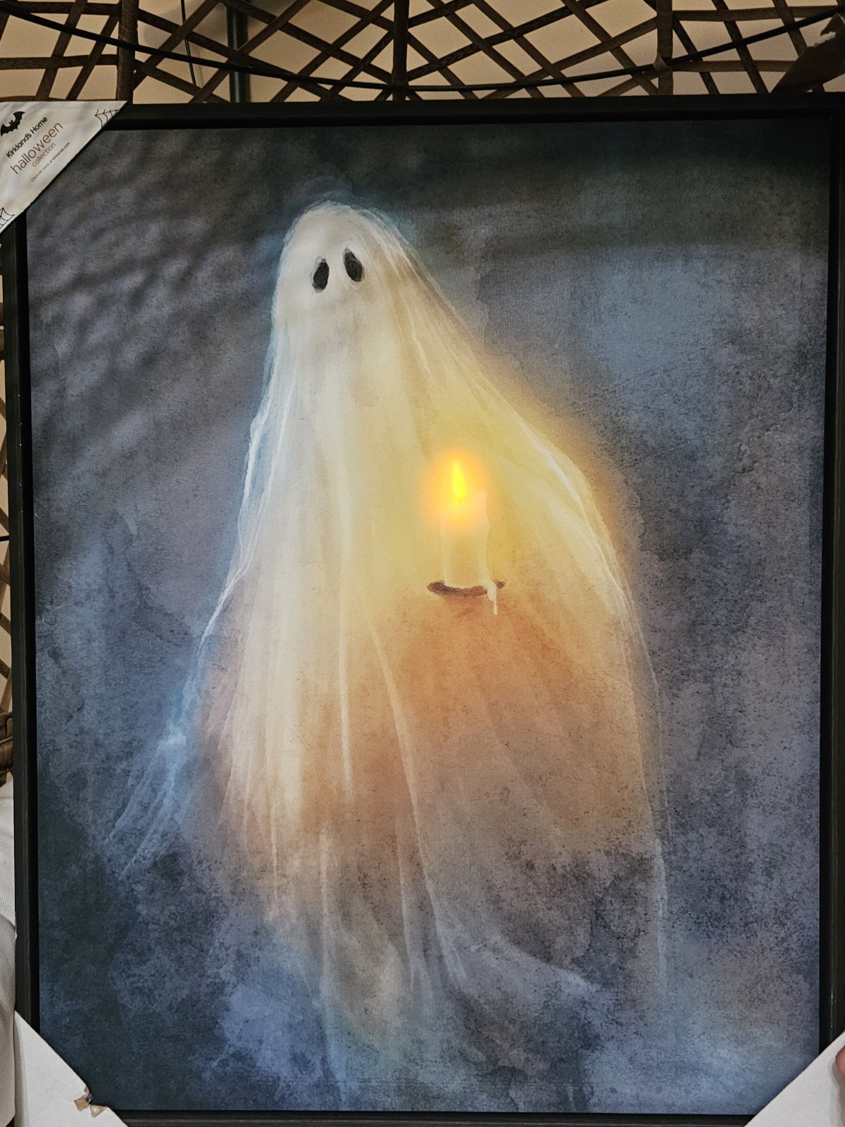 Viral LED Kirklands Ghost canvas Picture Frame Wall Art 32x26 htf Halloween VHTF