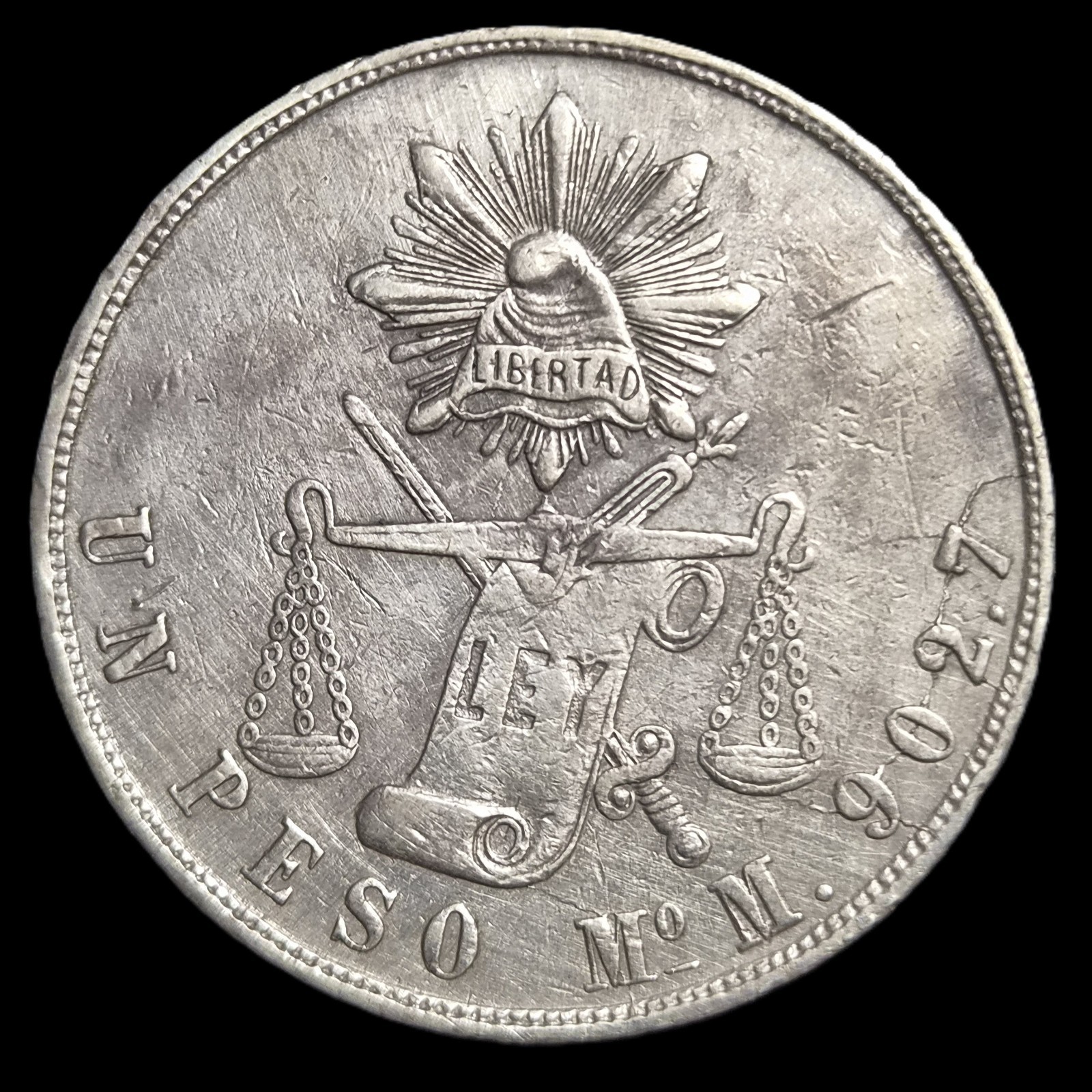 Mexico Second Republic 1 Un Peso 1870 Mo M Mexico City Mint Sharp Detail