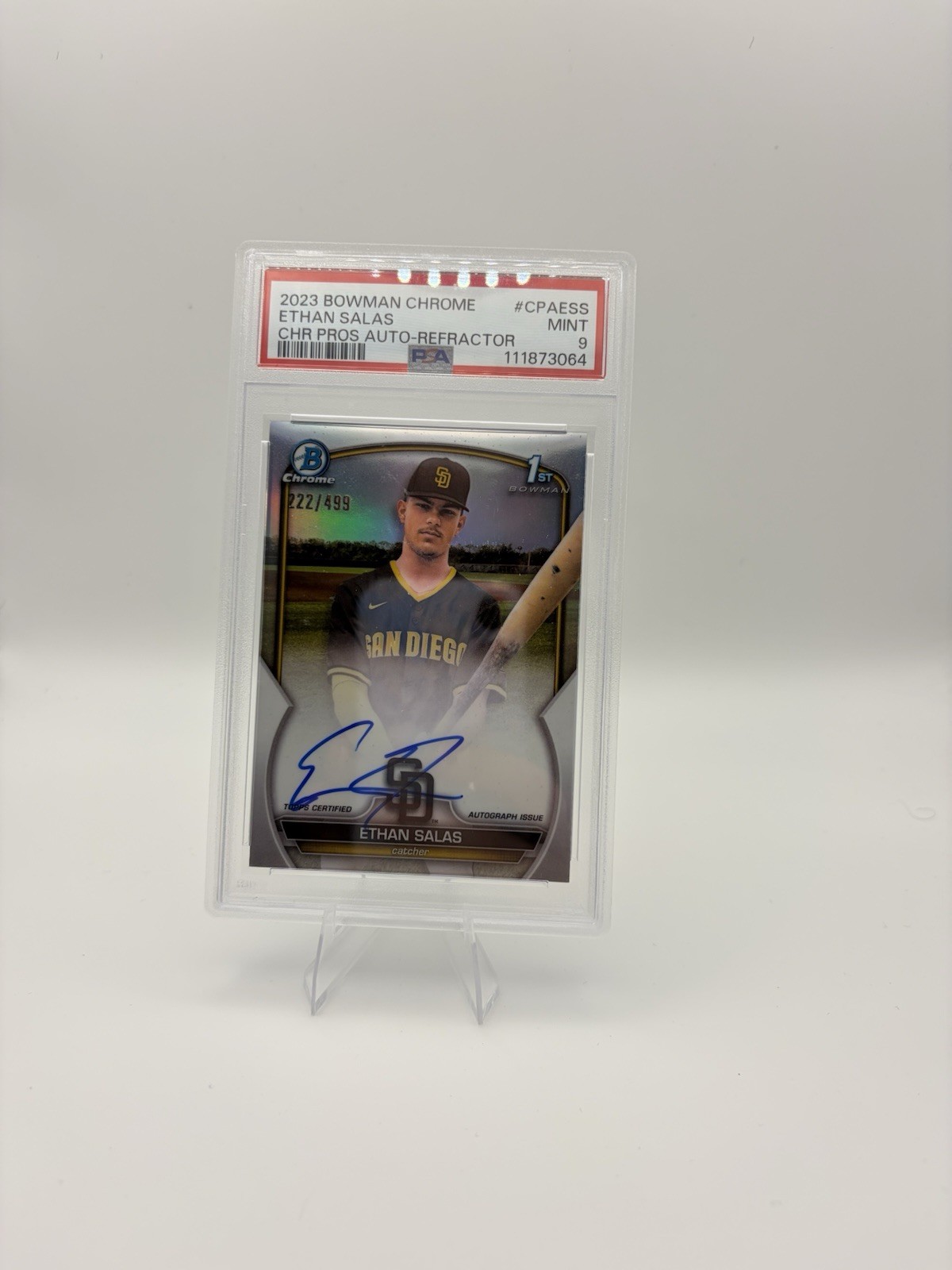 Ethan Salas 2023 Bowman Chrome #CPA-ESS Refractor 1st RC Auto /499 Called Up