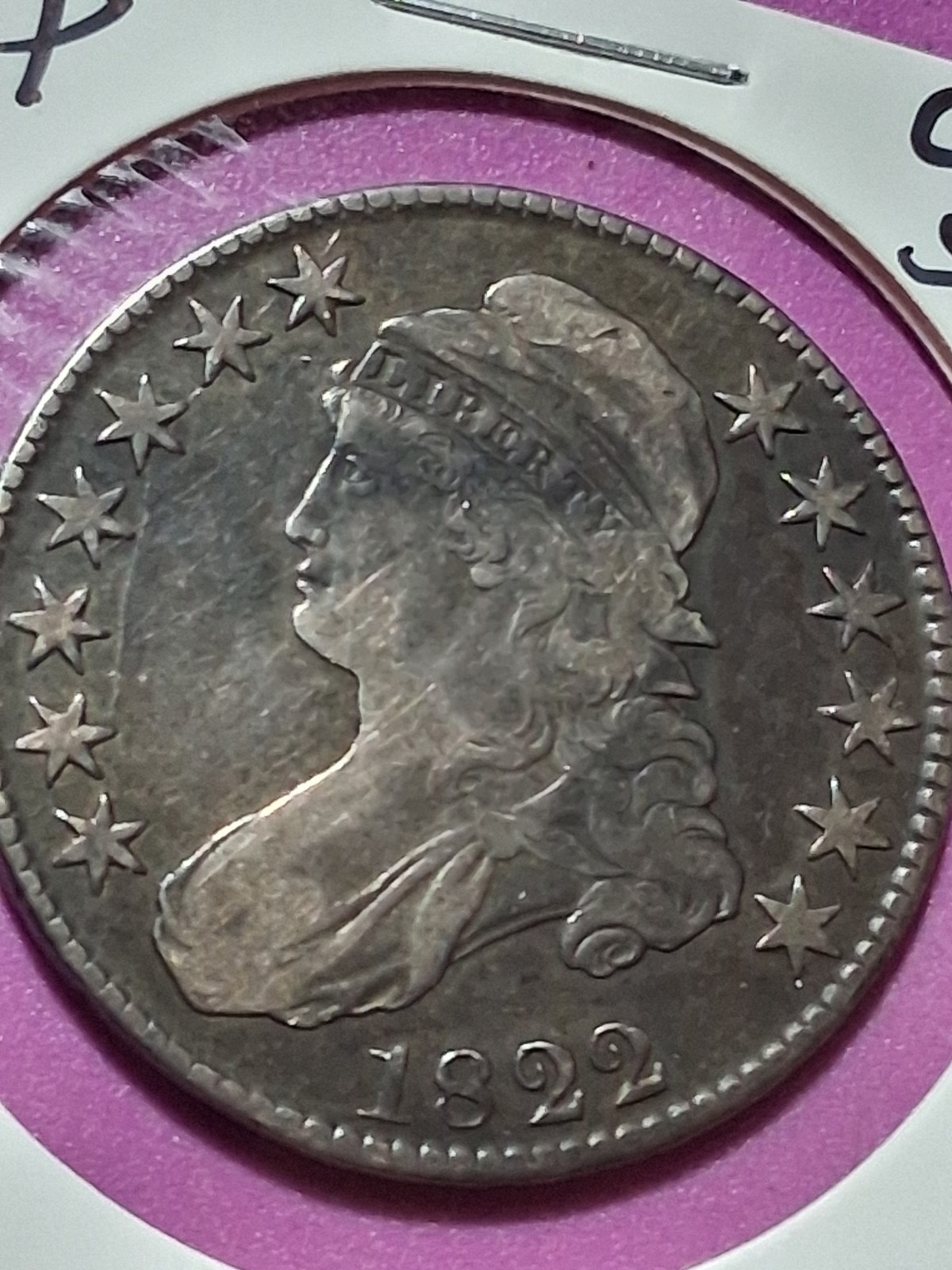 1822 P CAPPED BUST HALF DOLLAR. XFCONDITION