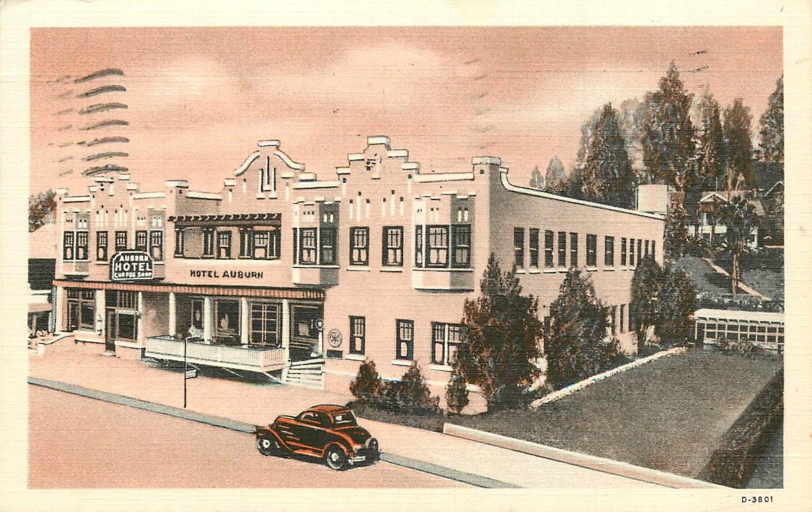 1942 Auburn California Hotel Auburn Coffee Shop Teich Postcard 26-3675