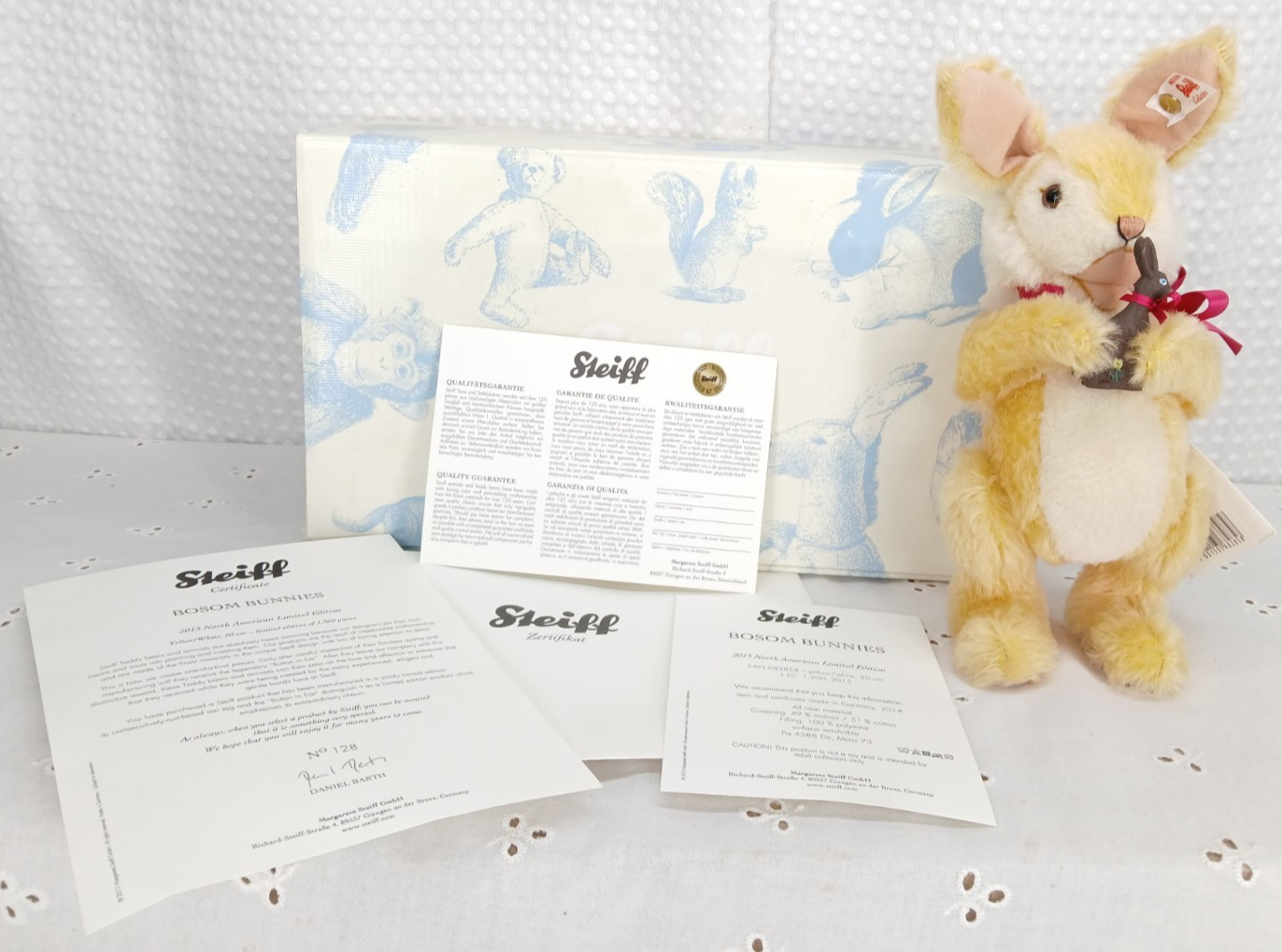 RARE STEIFF DANIEL BARTH MOHAIR BOSOM BUNNIES LTD ED #128 W/CERTIFICATE & BOX RARE STEIFF DANIEL BARTH MOHAIR BOSOM BUNNIES LTD ED #128 W/CERTIFICATE & BOX