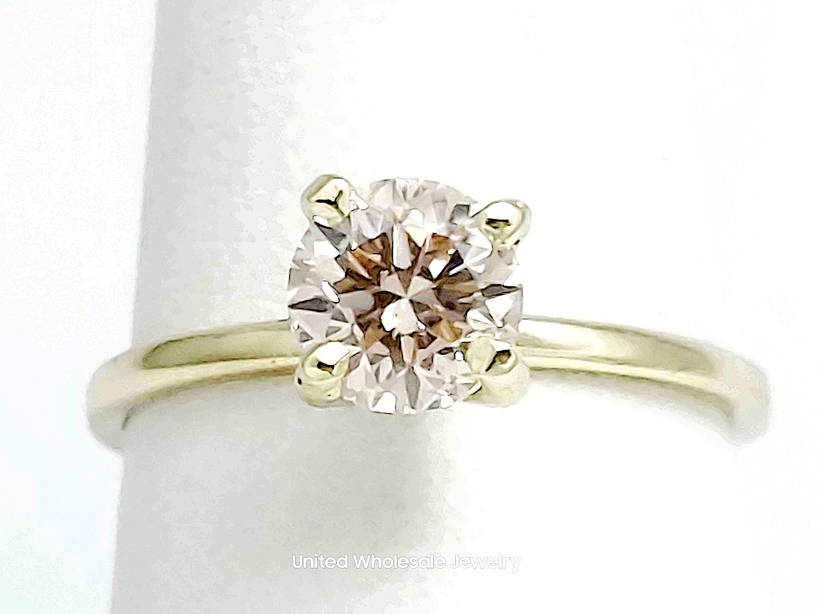 1.60Ct Genuine Fancy Color Diamond Engagement Ring Solid 14K Yellow Gold Round