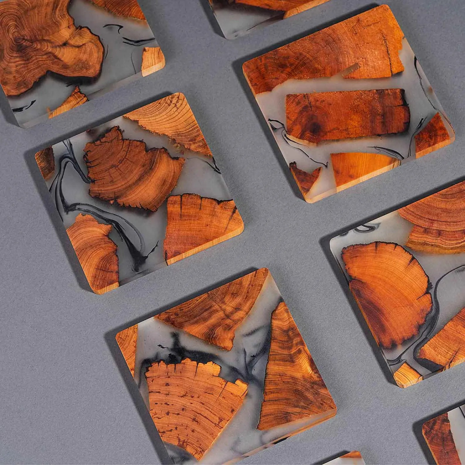 Handcrafted Wood Resin Coasters | Cooking Gift | Drink Epoxy Coasters Set of 6