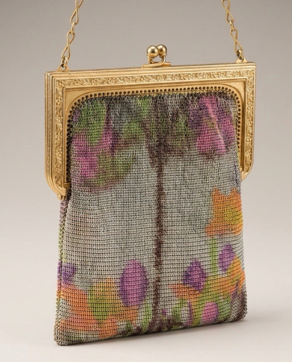 Antique 1920's Whiting & Davis Dresden Mesh Handbag w/ Mirror Flapper Purse Antique 1920's Whiting & Davis Dresden Mesh Handbag w/ Mirror Flapper Purse