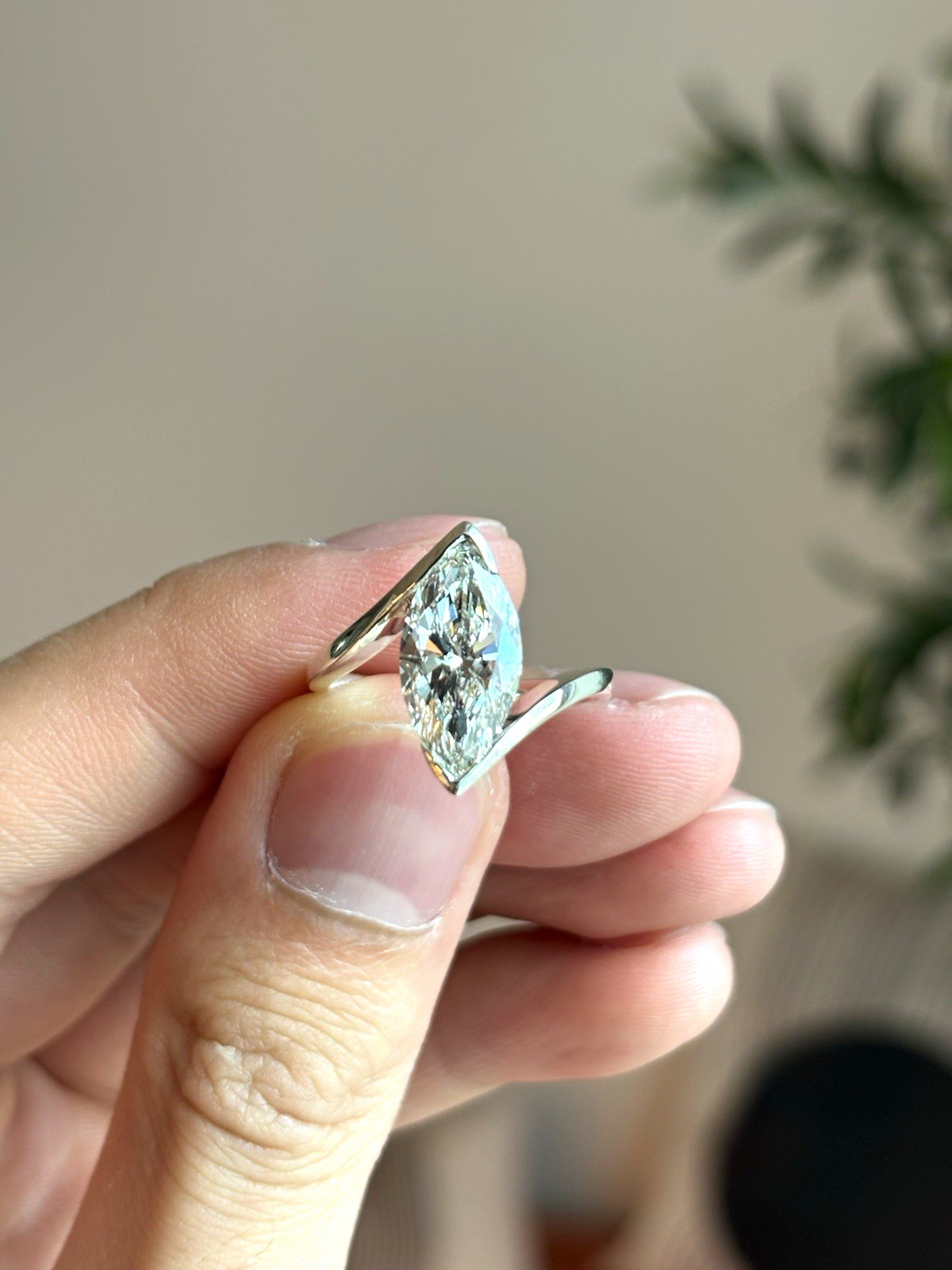 925S 3.53ct Lab Grown Marquise Diamond Bypass Ring IGI G VVS2 925S 3.53ct Lab Grown Marquise Diamond Bypass Ring IGI G VVS2