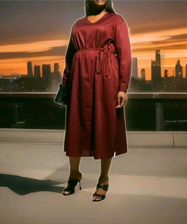 HARSHMAN: LOS ANGELES: $320: BELINDA: DRESS: BURGUNDY: SIZE: 2X: BRAND NEW