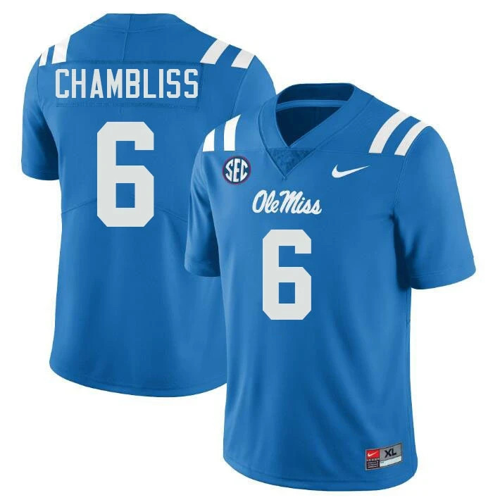 NWT Ole Miss Trinidad #6 Chambliss MEN Stitched Jersey Blue
