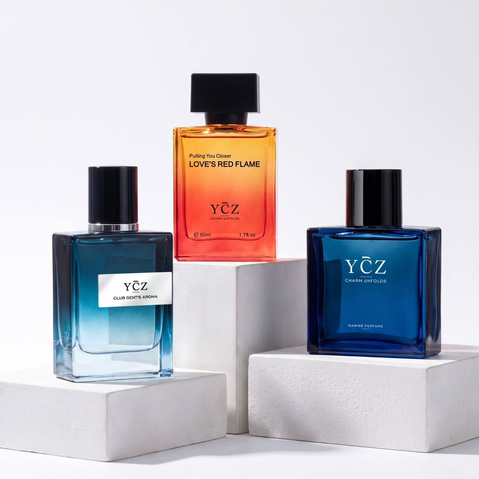 Ycz 3-Pack Men\'s Eau de Parfum Gift Set, Marine, Woody, Fruity Chypre,Daily Wear
