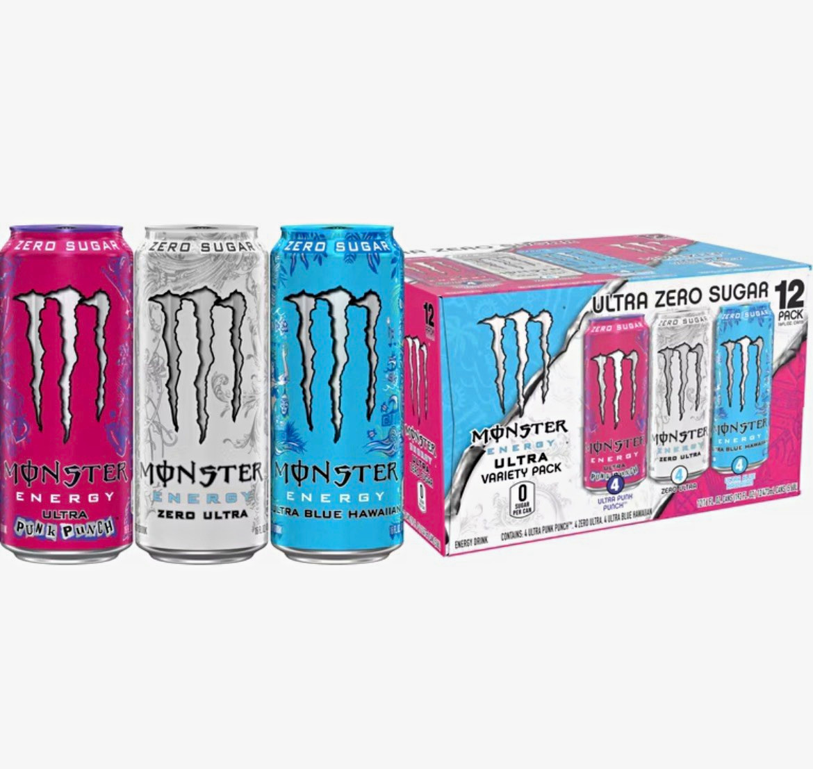 Monster Energy Ultra Variety Pack Zero Sugar 12-Pack 16 fl oz Cans Monster Energy Ultra Variety Pack Zero Sugar 12-Pack 16 fl oz Cans