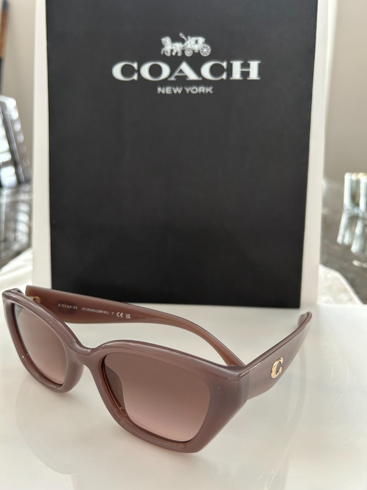 NEW:COACH 8434U Sunglasses  Putty/light Peach Lenses -NEVER WORN  100% Authentic