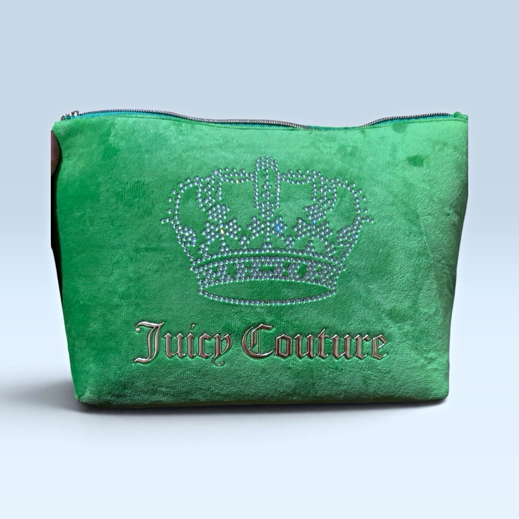 RARE NWT Juicy Couture Green Velour Makeup Bag Cosmetic Pouch Juicy Couture