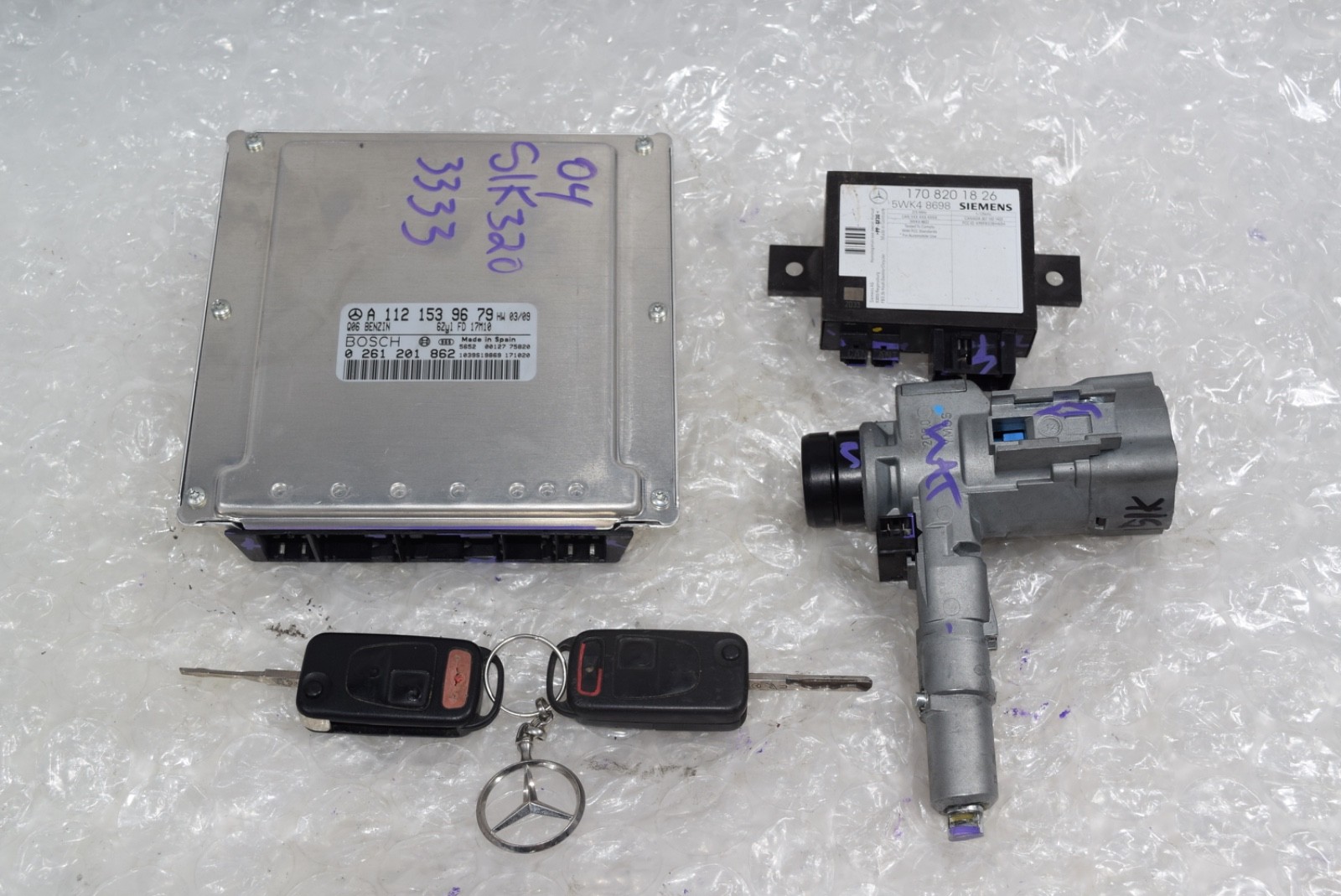 2004 Mercedes SLK320 R170 ECU ECM ENGINE COMPUTER IGNITION KEYS EIS 1121539679
