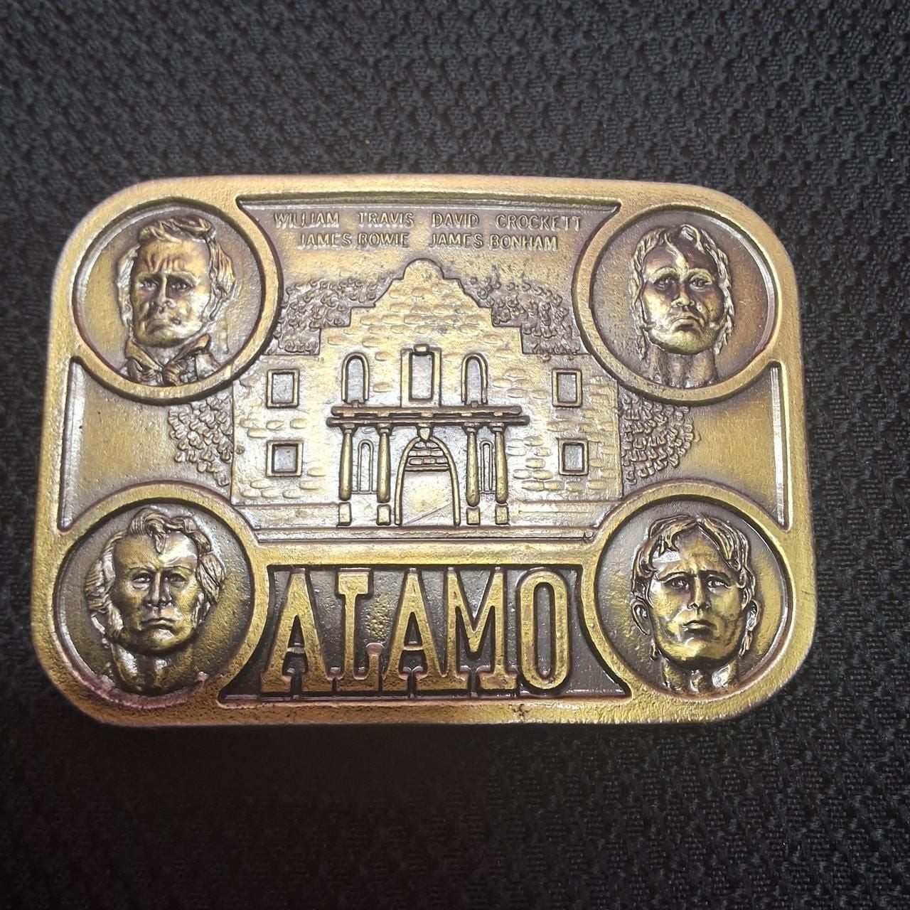 Vintage Alamo Brass Belt Buckle 1985 San Antonio Texas Serial 488
