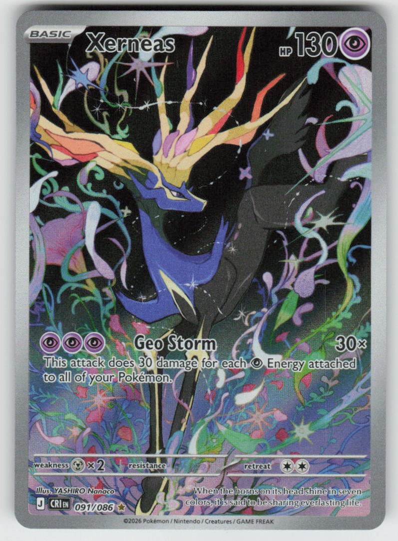 Xerneas 091/086 Holo Illustration Rare Chaos Rising Pokemon Near Mint Xerneas 091/086 Holo Illustration Rare Chaos Rising Pokemon Near Mint