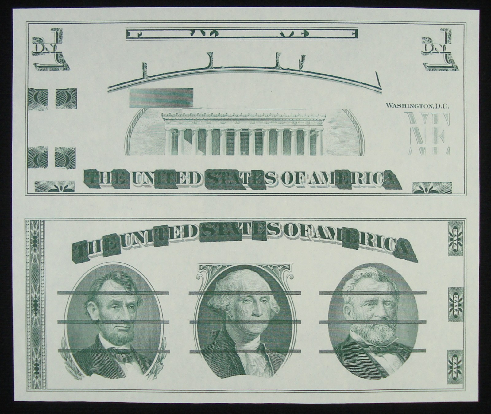 1970s Giori Test Note Washington Center Uncut Pair Gem Uncirculated