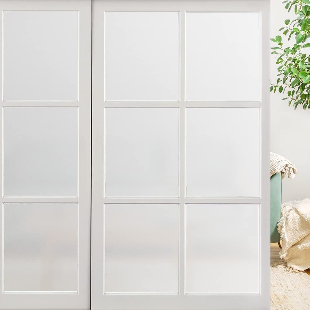 rabbitgoo Frosted Privacy Opaque Window Film White Glass Sticker Static Cling