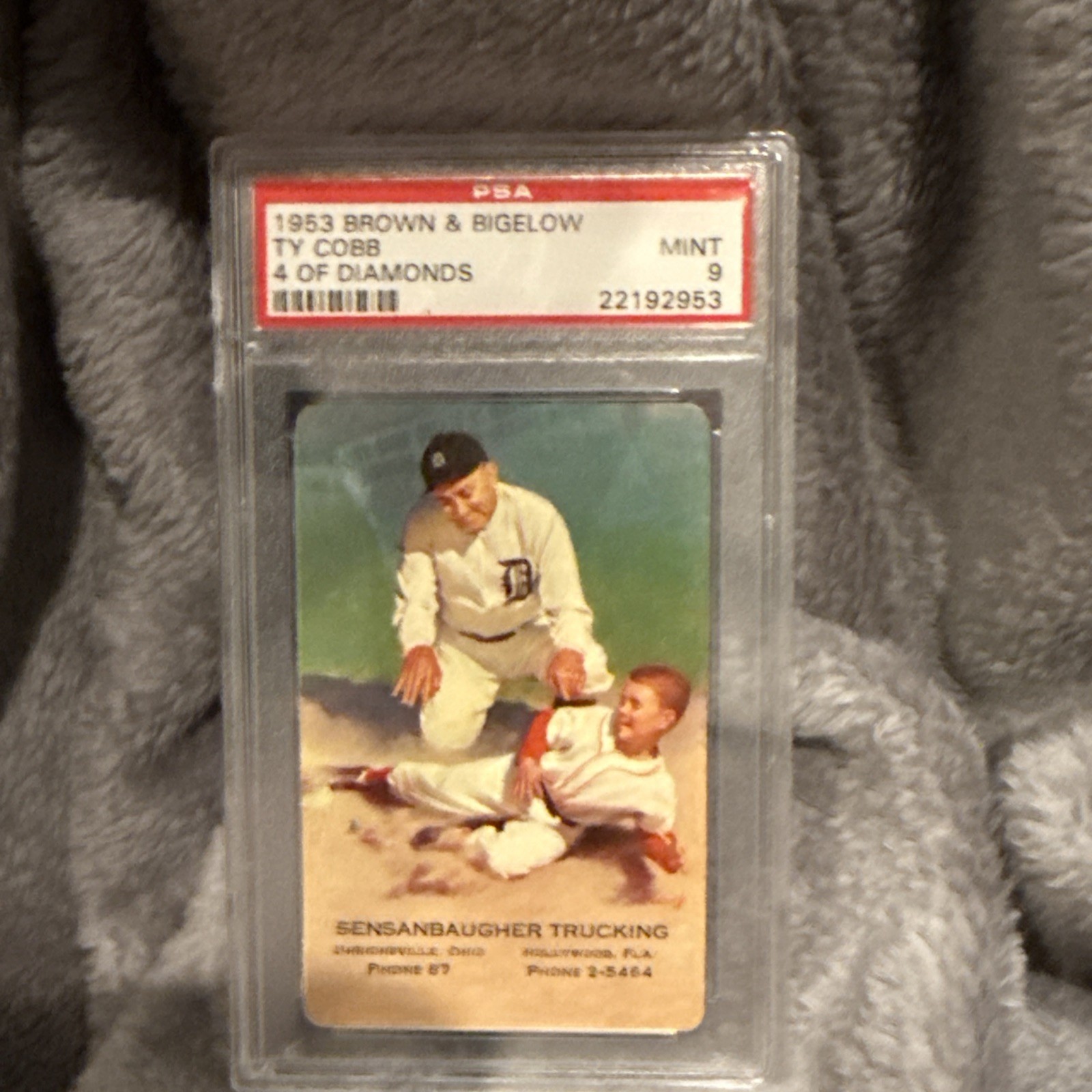 1953 Brown & Bigelow Ty Cobb 4 of Diamonds PSA 9