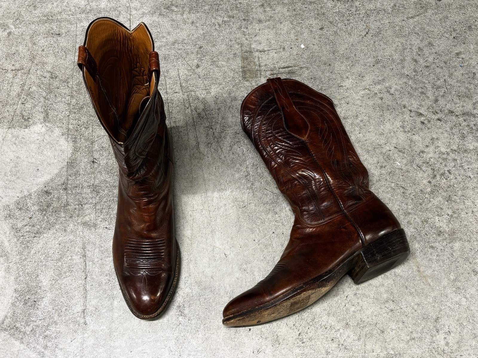 Lucchese San Antonio French Toe Brown Men 11.5 D Cowboy Western Boots Vintage Lucchese San Antonio French Toe Brown Men 11.5 D Cowboy Western Boots Vintage