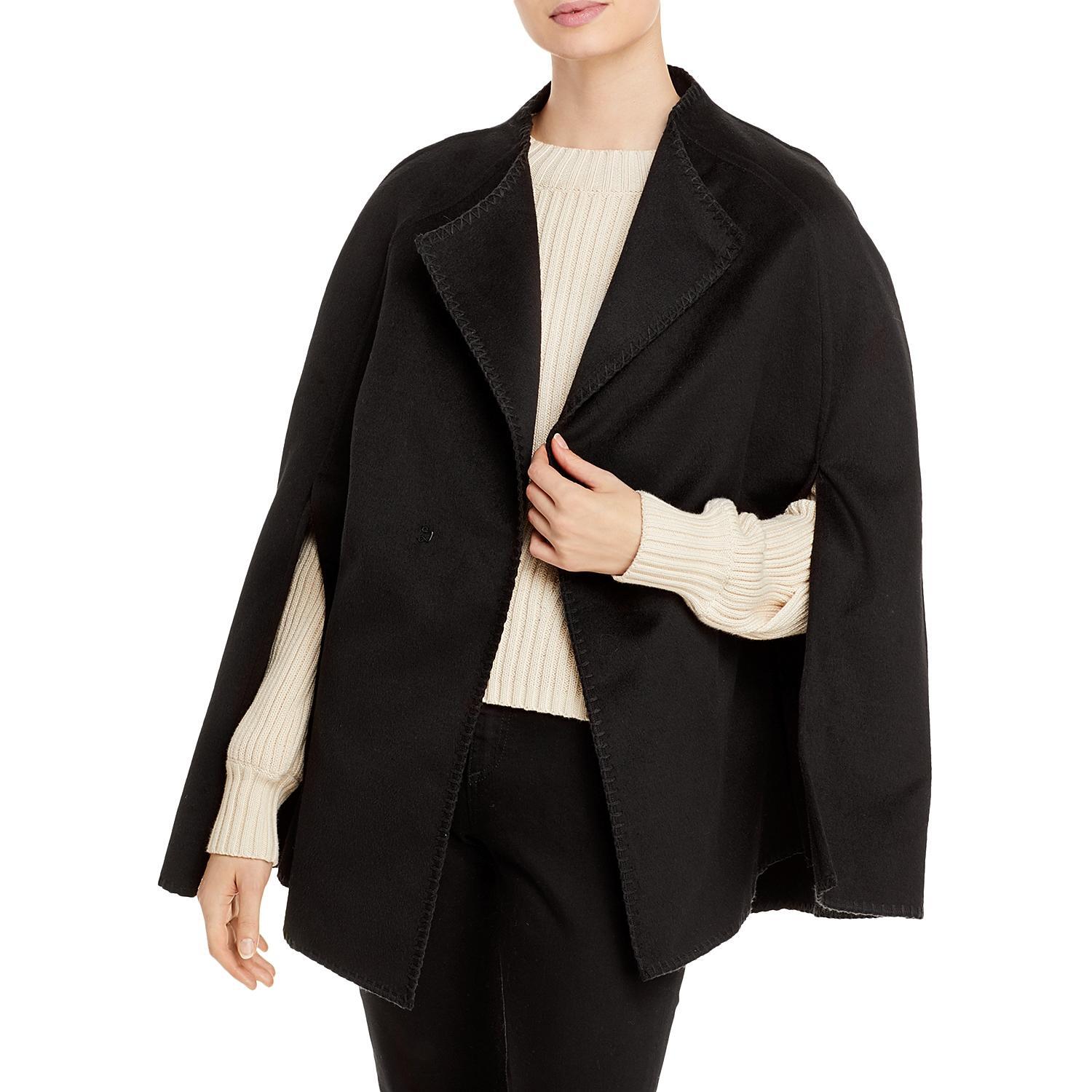 Aqua ESF-12234 Women\'s Lapel Collar Winter Cape Size One Size, Black