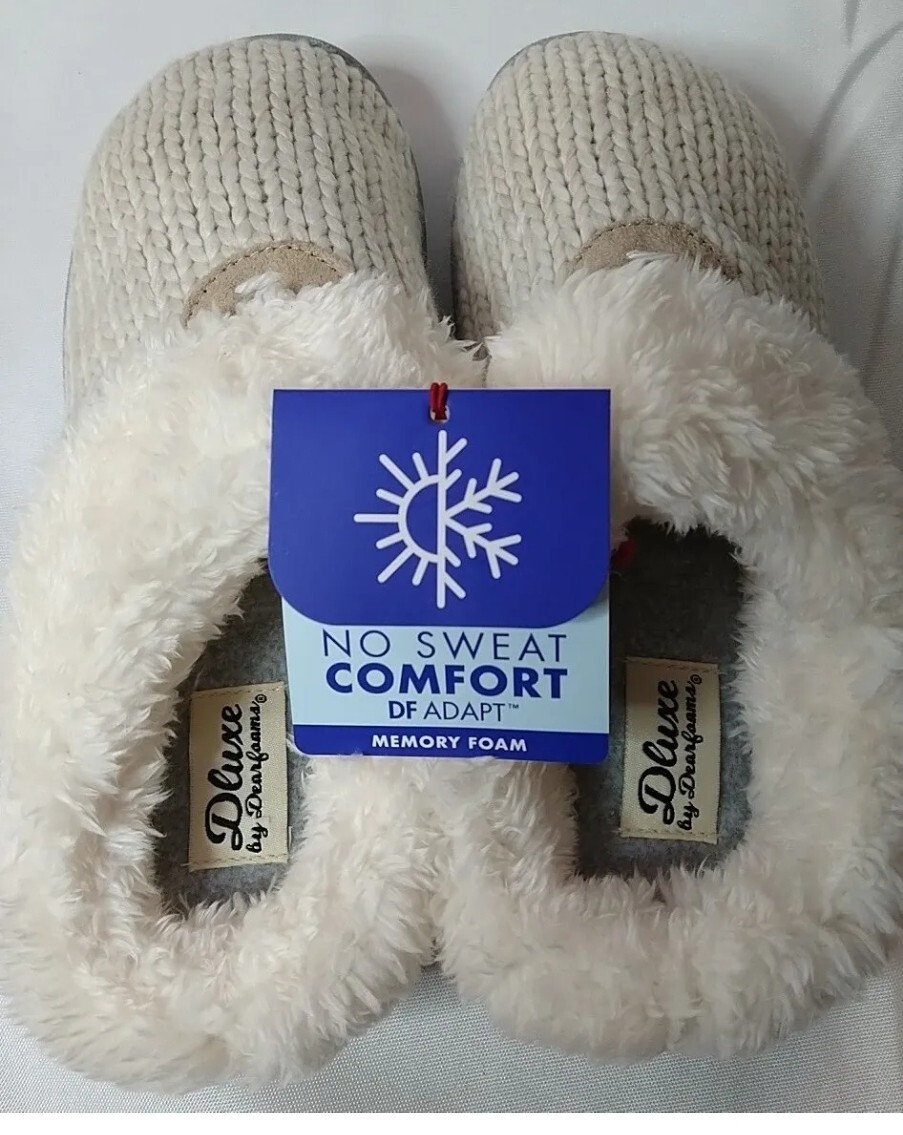Womens Bed Slippers with Fur Dluxe by Dearfoams Memory Foam Sz XL 11-12 NEW Womens Bed Slippers with Fur Dluxe by Dearfoams Memory Foam Sz XL 11-12 NEW