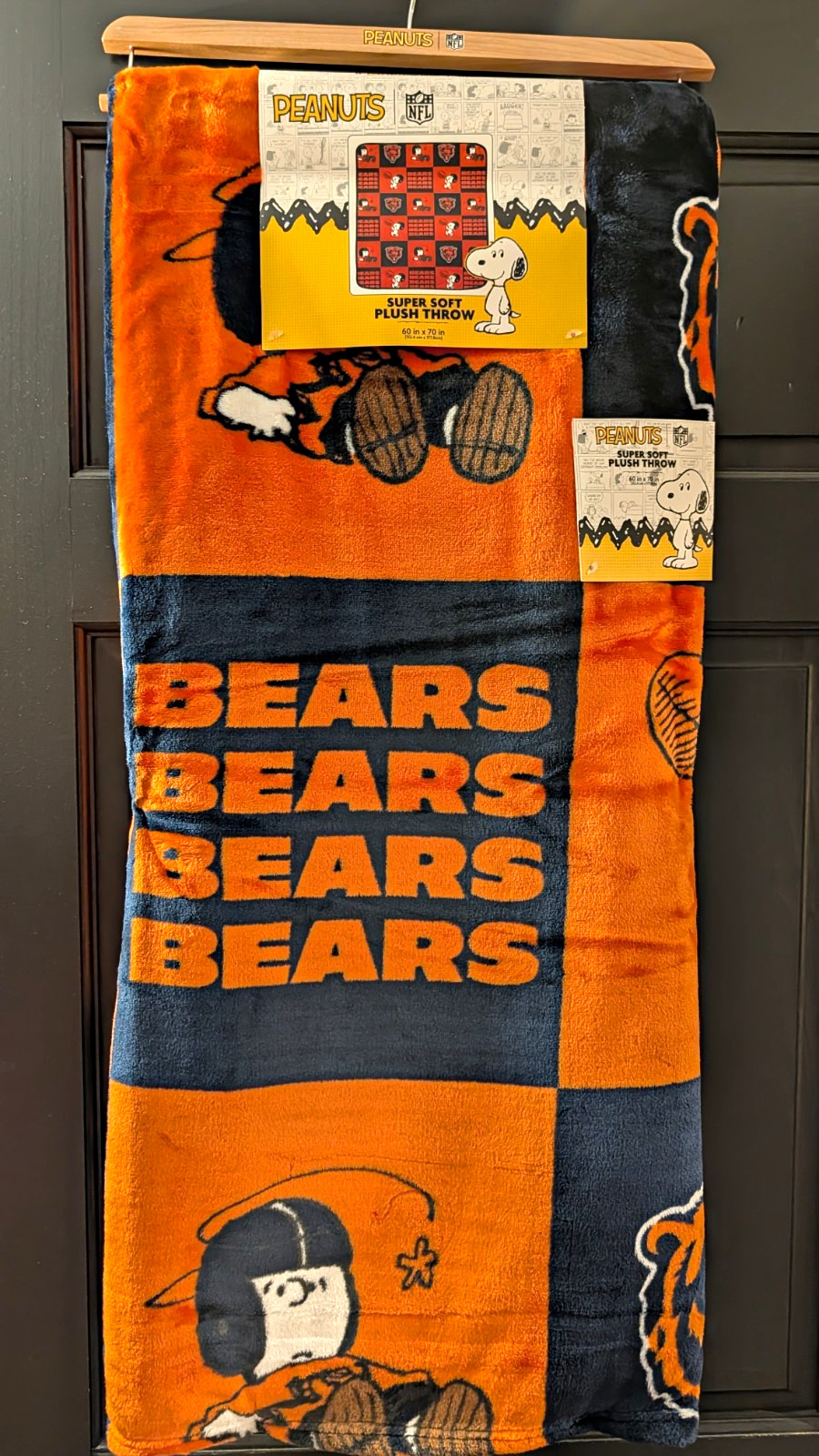 Peanuts NFL Chicago Bears Super Soft Plush Throw Blanket 60 in x 70 in