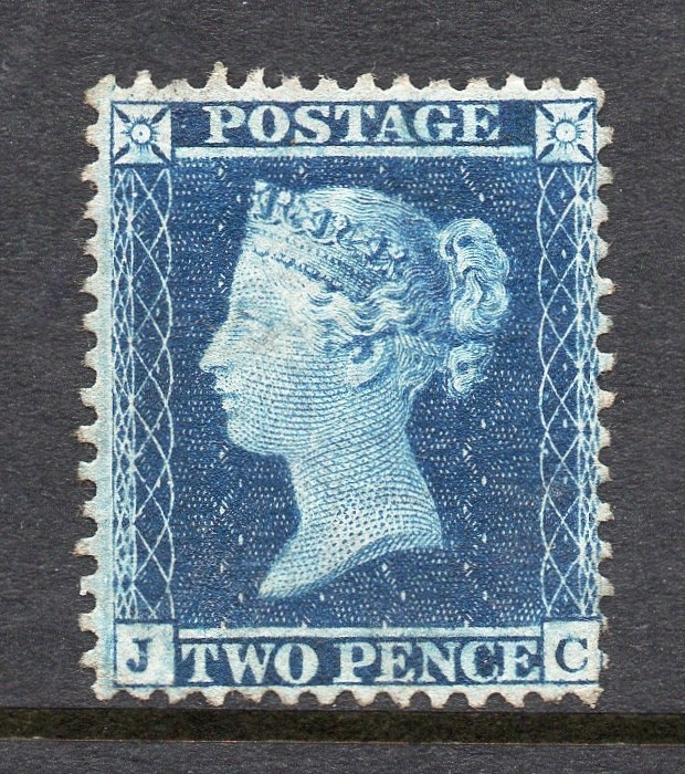 GB QV 1855 SG34 2d Blue Plate 5 Large Crown Perf 14 Fine Mint Hinged Cat £2,250